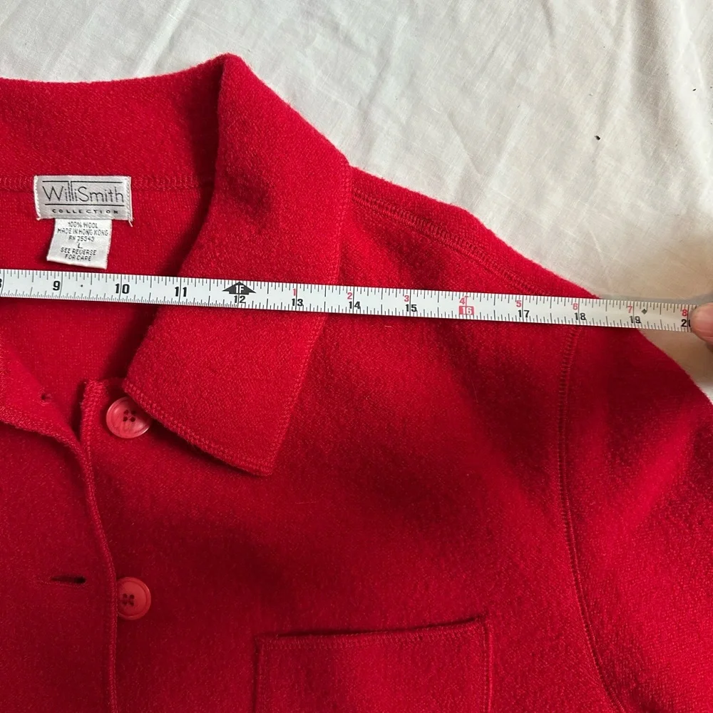 Willi Smith 100% Wool Women's Red Chore Jacket - Picture 4 of 8
